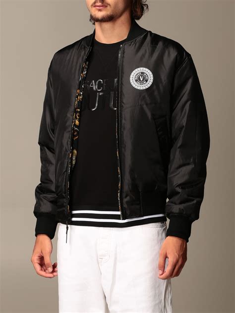 versace jeans reversible jacket black|versace jeans couture leather jacket.